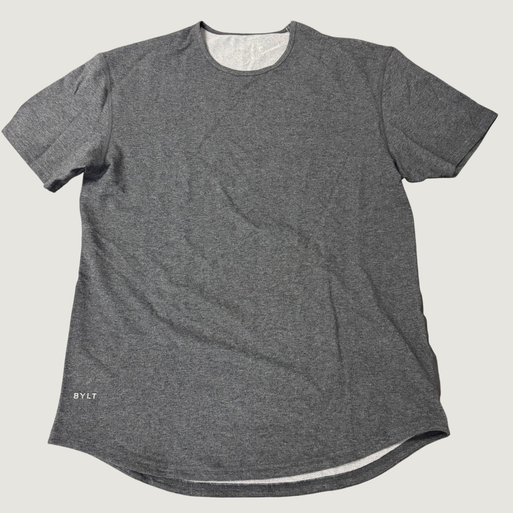 BYLT Premium Basics Drop Cut Lux Tee Dark Grey Heather Mens Large Short Sleeve